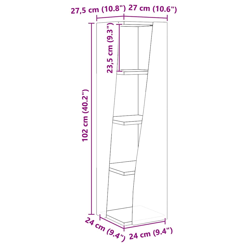 Corner Cabinet Smoked Oak Finish 27.5 x 27 x 102 cm Particleboard