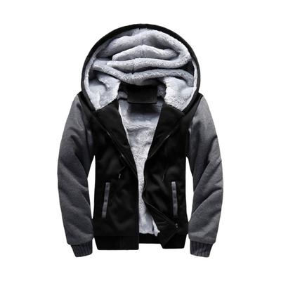 Men Fall Winter Hoodie Thick Fleece Lined Hooded Long Sleeves Ouerwear with