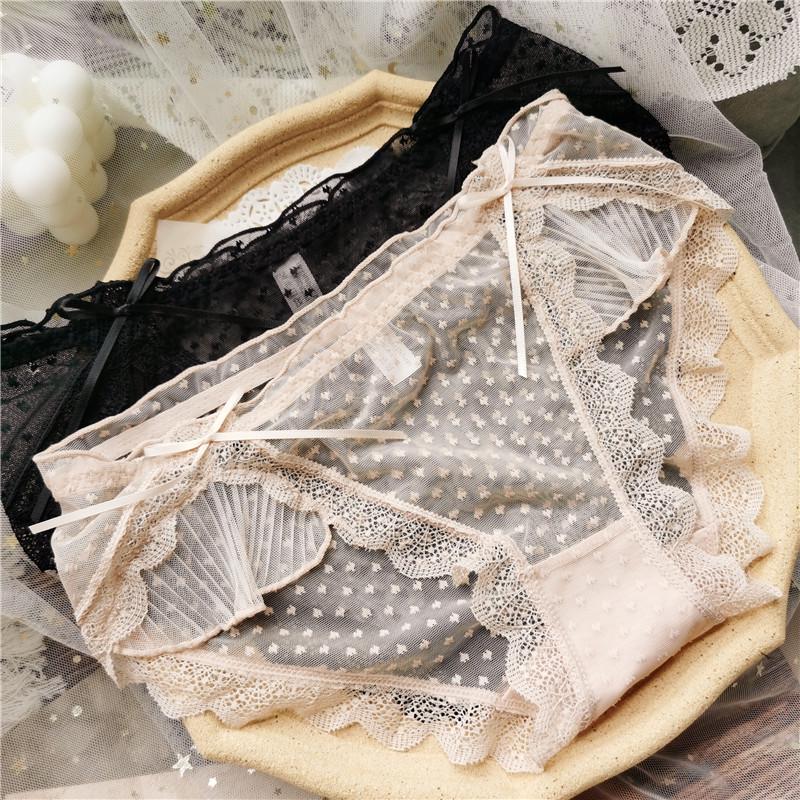 Sweet Ruffles Mesh Low-Rise Panties - Cute & Sexy with Curled Eyelash Design