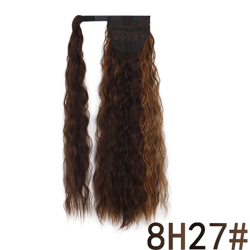 MISS WIG Women Long Corn Wave Ponytail Wig Curly Hair Extensions Synthetic Fiber Hairpiece Wrap Around Clip In Hair Daily Use