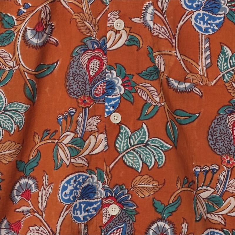 Kardo Ronen Camp Shirt  Floral Vine Print  Rust Kdf1m40002a49