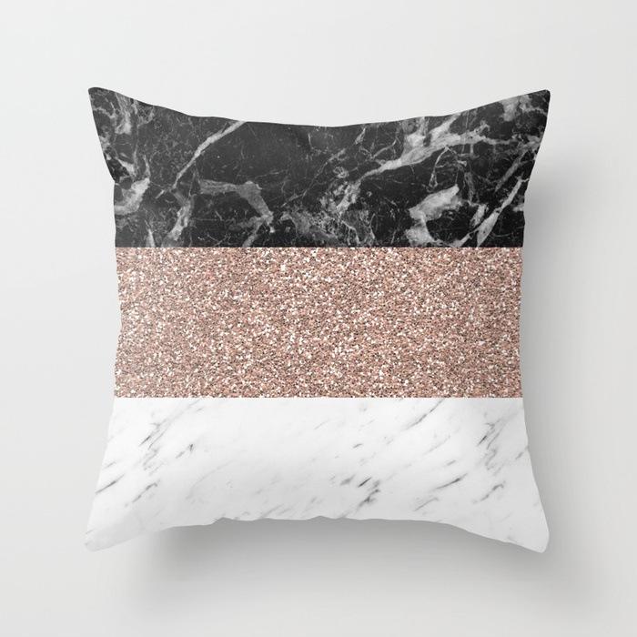 Fashionable and Simple Geometric Golden Peach Leather Velvet Pillow Case Car Sofa Cushion Pillow Backrest Lazy Man
