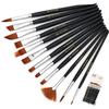 12pc Watercolors Brush Acrylic Oil Art Craft Aquarelle Paint Wooden Handle Pen Nail Artist Short Miniature Detail Painting Brush