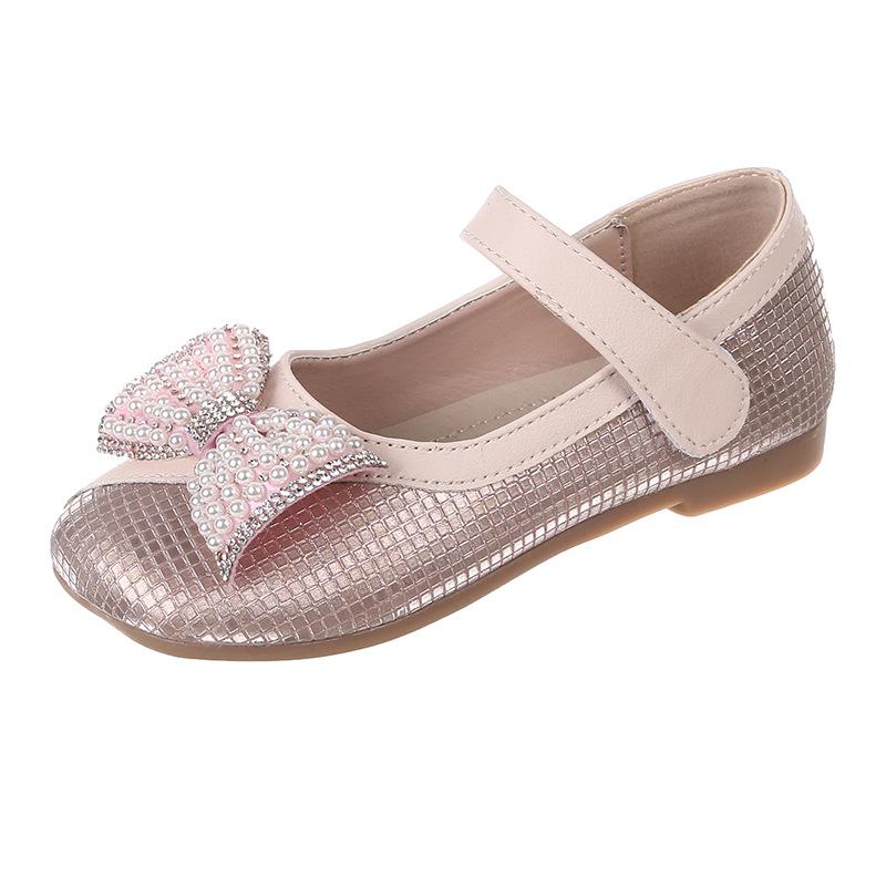 

Newest Girls Leather Shoes Children Flats Spring Autumn Princess Crystal Fashion Pearl Bow Toddler Baby Kids Shoes A 26