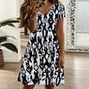 Oversized Ladies V Neck Short Sleeve Dress Watercolor Blossom Printed Loose Dress For Spring Outing And Daily Life