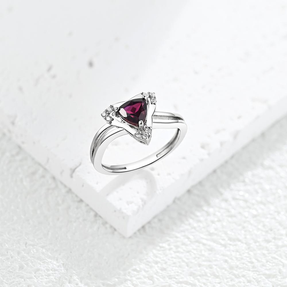 Luxuriöses Set mit Ohrringen und Ringen für Damen, 925er Sterlingsilber, natürlicher Rhodolith-Edelstein, Modeschmuck, Geschenk zur Geburtstagsfeier