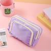 Basic Polyester Three Layer Pencil Case With Clear Window For Students And Office Use