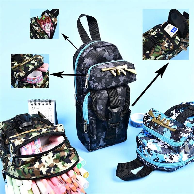 Mini camouflage pencil case stationery storage bag Military backpack pen case pencil bag pen bag
