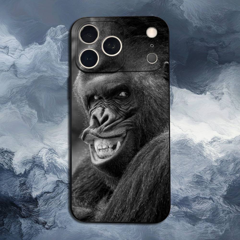 Red Funny Baboon Case For iPhone 12,14,15,16,17,13,11,X,Mini,Plus,Pro Max,8,7,XR,SE,XS,Soft Silicone Black