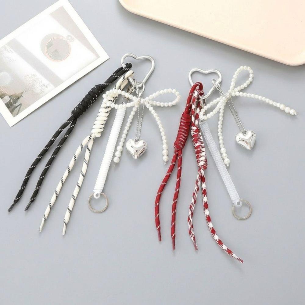 Phone Case Hanging Ornaments Heart Charms Keychain Y2k Rope Keychain Fashion Bowknot Key Ring