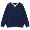 2026 Loose Fit Crewneck Sweater Men Teen Old Money Style Color Block Distressed Streetwear