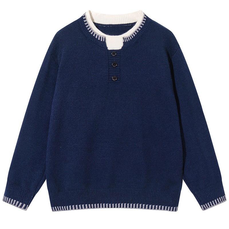 2026 Loose Fit Crewneck Sweater Men Teen Old Money Style Color Block Distressed Streetwear