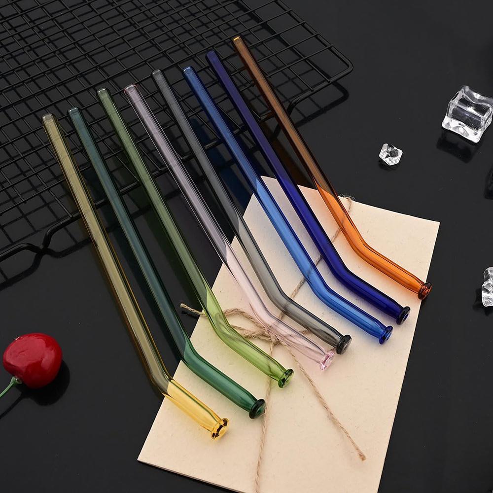 10Pcs High Borosilicate Glass Straw Eco Friendly Drinking Straw Reusable Glass Straw for Cocktail Smoothie Bar Accessories