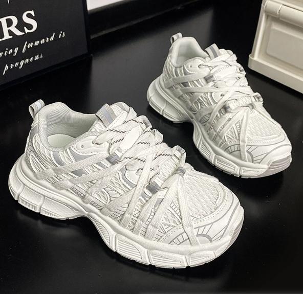 Modische Damen-Sneaker mit optischer Sohle, Casual, Atmungsaktiv, Schnürschuhe, Mode, Outdoor-Walking, Rosa, Herbst, 2024