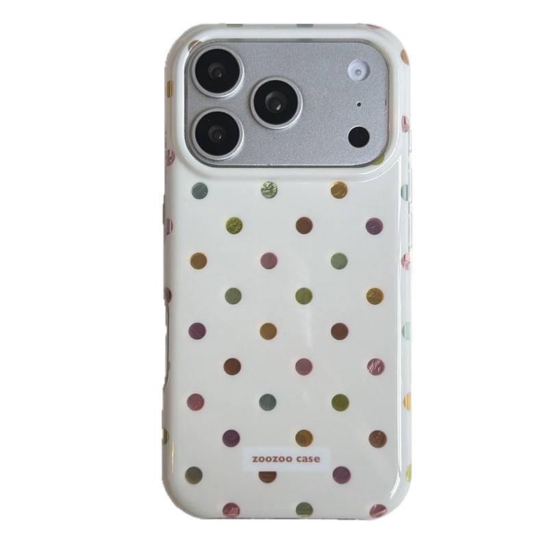 Beige Background with Colorful Polka Dots Phone Case for iPhone 17 Pro Max, 16 Pro, and 15 Pro Double Layer Protection