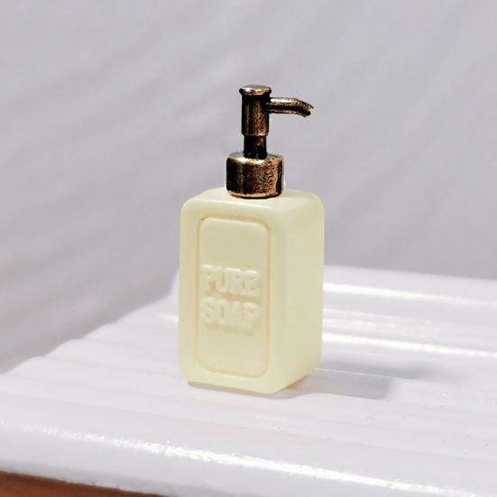 1:12 Scale Mini Lotion Dispenser Miniature Dollhouse Bathroom Accessories Resin Tiny Soap Bottle for DIY Micro Scene Decor