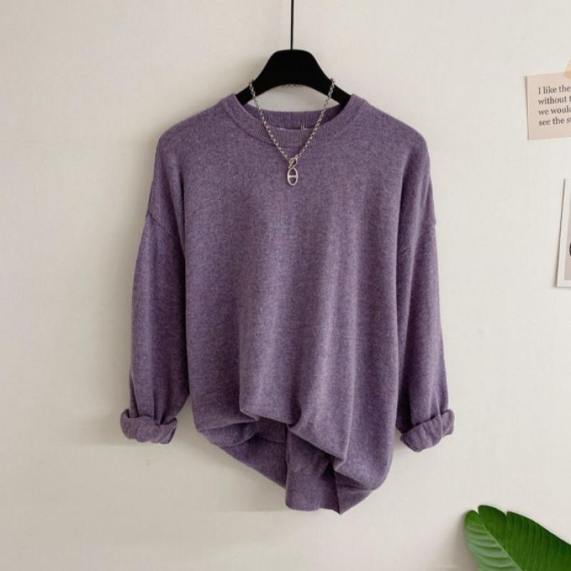 Honey J Women Hamyulon Cashmere Loose Fit Solid Wool Long Sleeve Knit 10 Colors