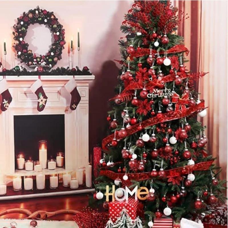 24pcs/Box Christmas Balls Christmas Tree Ornaments Christmas Decoration for Home Party Christmas Hanging Pendant