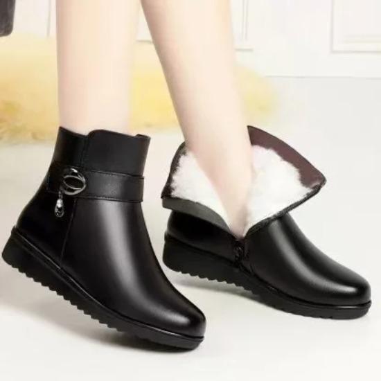 

Thick and warm cotton shoes for autumn and winter, soft soled side zipper short boots, casual and comfortable women s boots 35