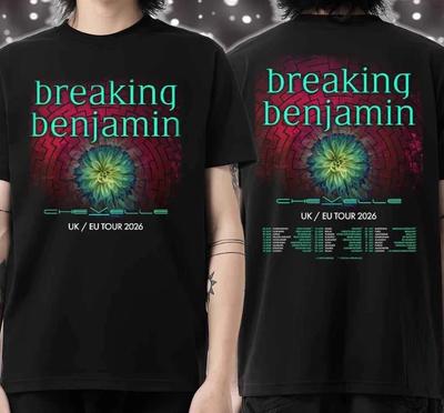 Breaking Benjamin 2026 Tour UK EU Maglietta Unisex Cotone Maglietta Concerto S-5XL
