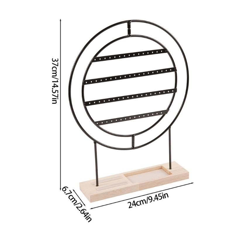Modern Farmhouse Earring Display Stand With Wood Base Metal Frame Jewelry Organizers For Home Store Wedding Gift