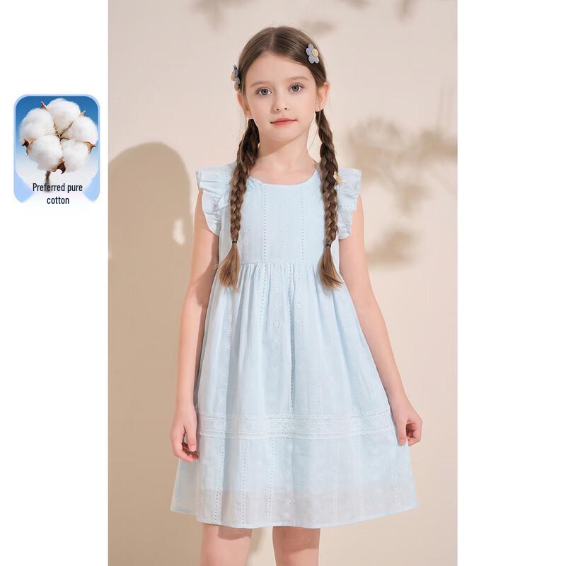 Girls  Cotton A-Line Flutter Sleeve Summer Dress 140