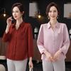 2025 Spring/Summer Women's Fashion Shirt Collar Mid-Sleeve Pullover for Middle-Aged Moms