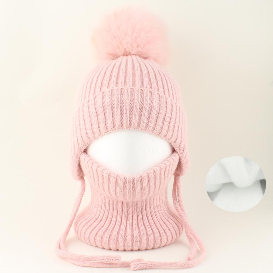 Kids Winter Warm Knitted Set Pom‑pom Hat Scarf Gloves 3‑Pcs Set Or Single Beanie Hat Windproof Ear Protection For Boys Girls Cold Weather Outdoor
