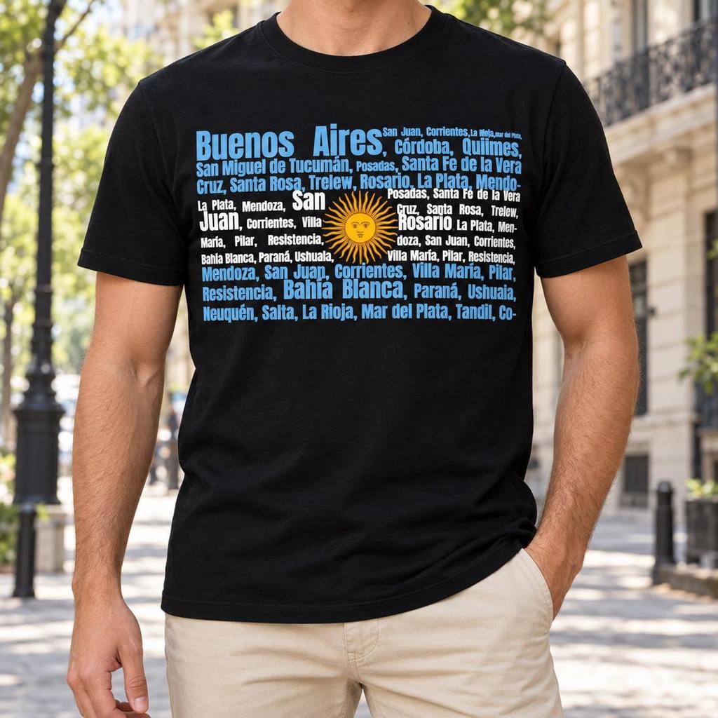 Argentine Cities T-Shirt, Argentina Typography Flag, Buenos Aires Word Art Tee, Cultural Heritage Gift, Travel Lover, National Pride Graphic