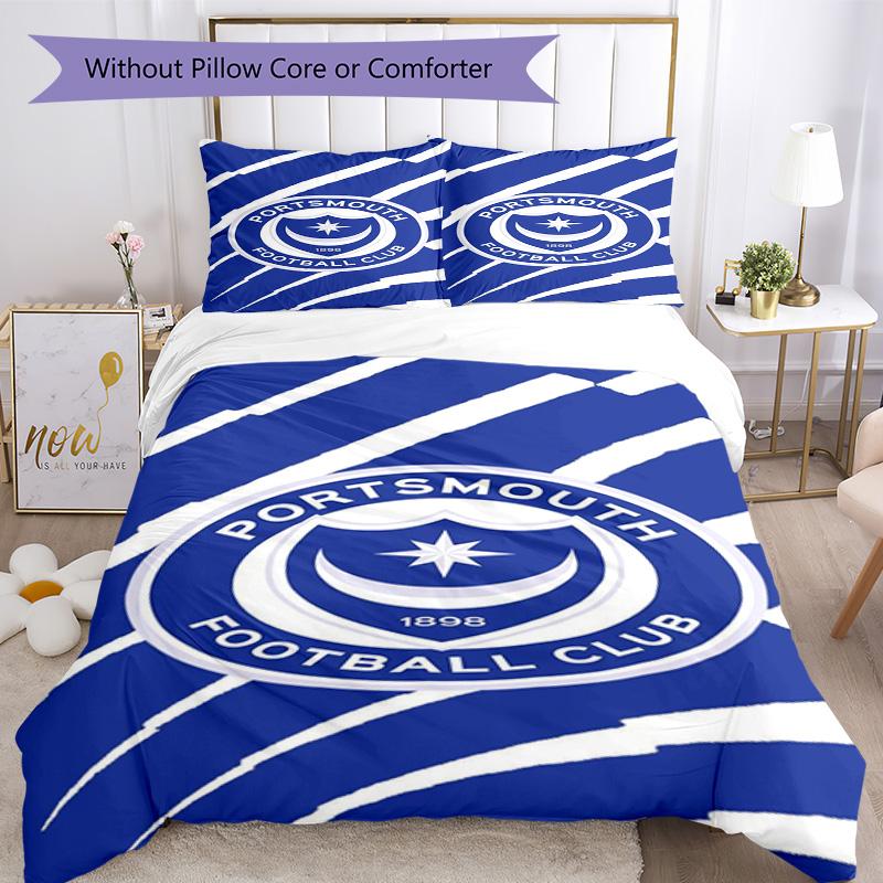 Set Copripiumino Stampato Portsmouth F.C. – include 1 copripiumino e 2 federe coordinate Decorazione per la camera da letto Regali di Natale