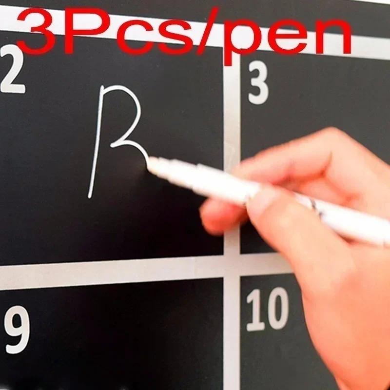 3 ks Bílé tekuté křídové pero/označovač na sklo okna Tabule Tabule Bezprašné křídy Školní potřeby Učitelské potřeby