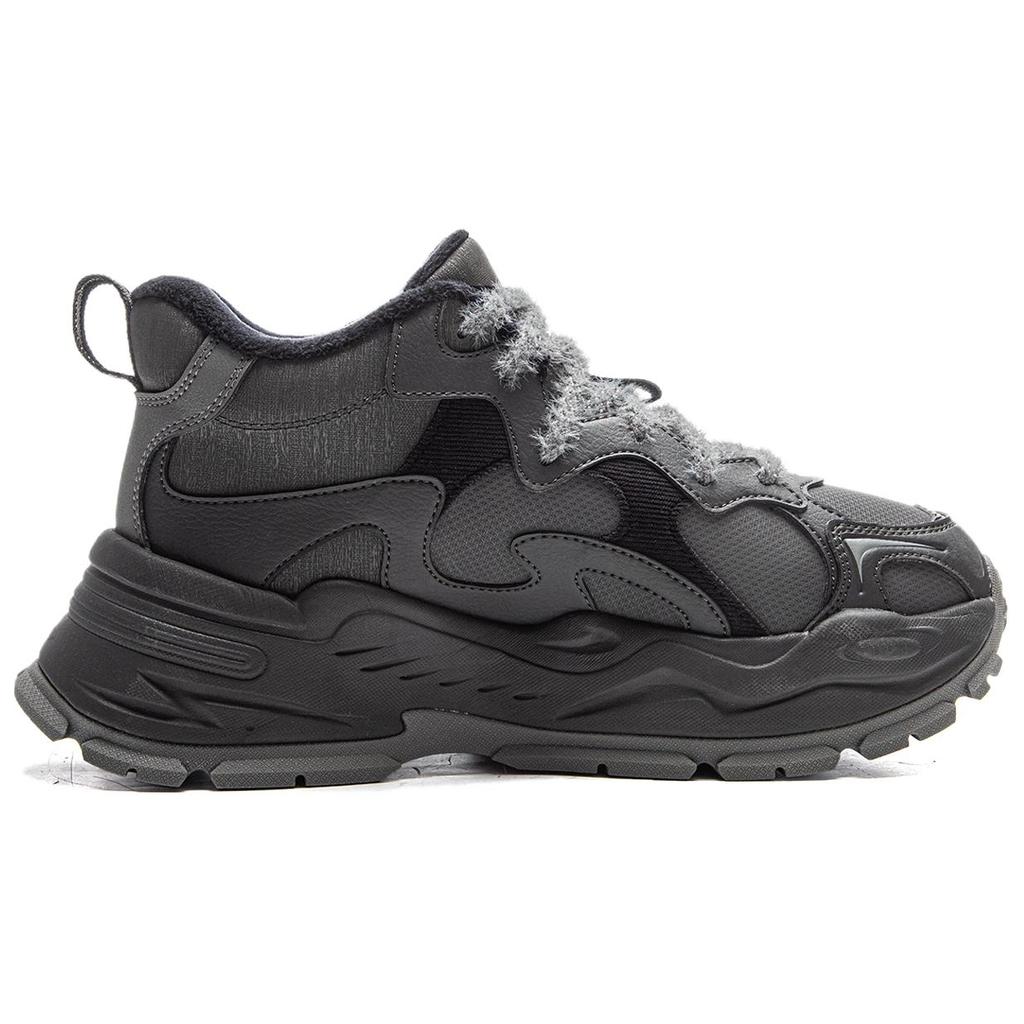 Li Ning Starry WNTR Minimalist Comfortable Wear-Resistant Shock Absorbing Mid-Top Casual Shoes Women Casual Shoes Gray Black AGCV392-1