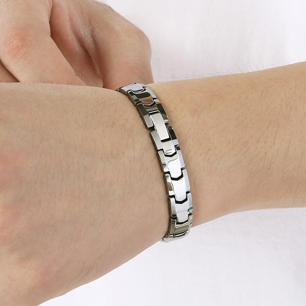 Men's Solid Tungsten Steel Bracelet for Man Woman 18/19/20CM Length 9MM Width Therapeutic Magnetic Bracelet Waterproof Polished