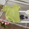 Girls Fashion Back Cross Short Sleeve T-shirt Summer Kids Solid Color Casual Top