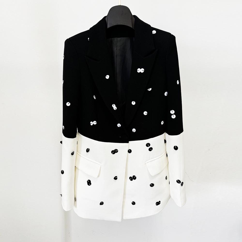 High-End Sequin Color Block Suit Jacket & Fishtail Skirt Set - Early Spring 2026