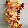 Halloween LED Lights Fall Maple Leaf Rattan Garland Copper Wire Lights Hanging Plants Festive Party Yard Decoration Lights
