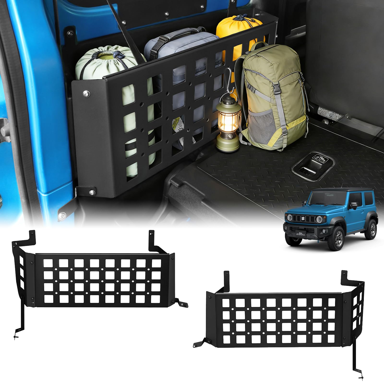 

AMWMORV Jimny JB64 Storage Side Storage JB74 Trunk Extension Openwork Small Item Luggage Trunk Organizer Rack, Boxes, Shelf, Design, Hook-on чёрный