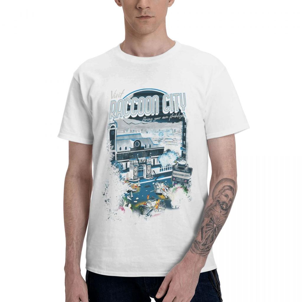 Fashion Visit Raccoon City T-Shirts Pure Cotton Crewneck Men T Shirt Short Sleeve PlUnisex Tee Tops Summer EU Size