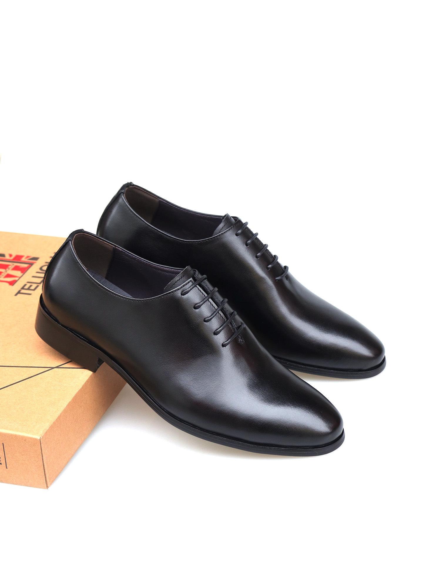 Men s Handmade Genuine Leather Derby Shoes - Versatile British Casual Pointed Toe Oxford Shoes 43 чёрный