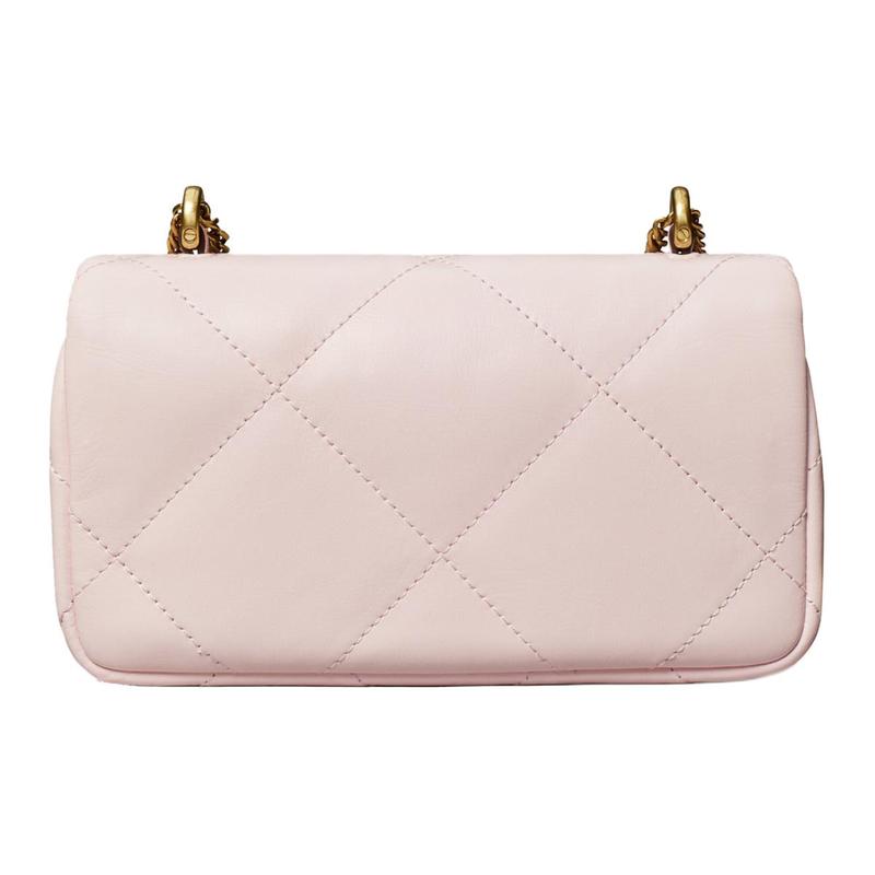 TORY BURCH Kira chain shoulder strap flap closure diamond quilted cow leather crossbody shoulder bag mini women's rose 154710-651-rose pink