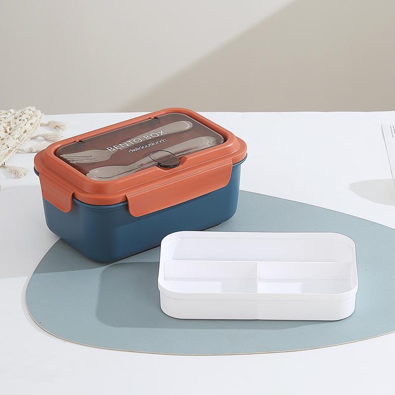 Nordic Style Stainless Steel Student Lunch Box with Compartments and Tableware