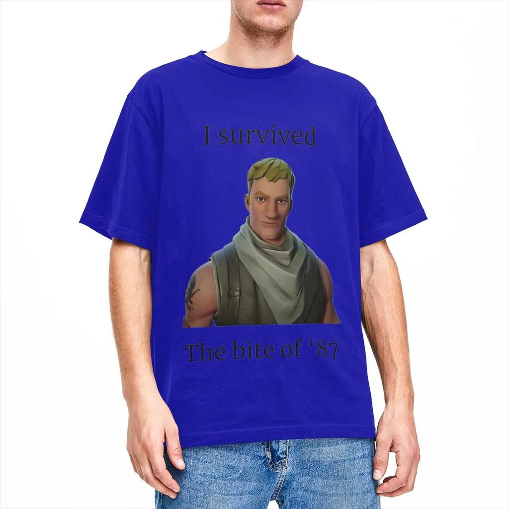 Fortnitions I Survived The Bite of 87 T-Shirt Men's Women Shooting Game Humor Cotton Tees Crewneck Top Plus Size Casual Clothing