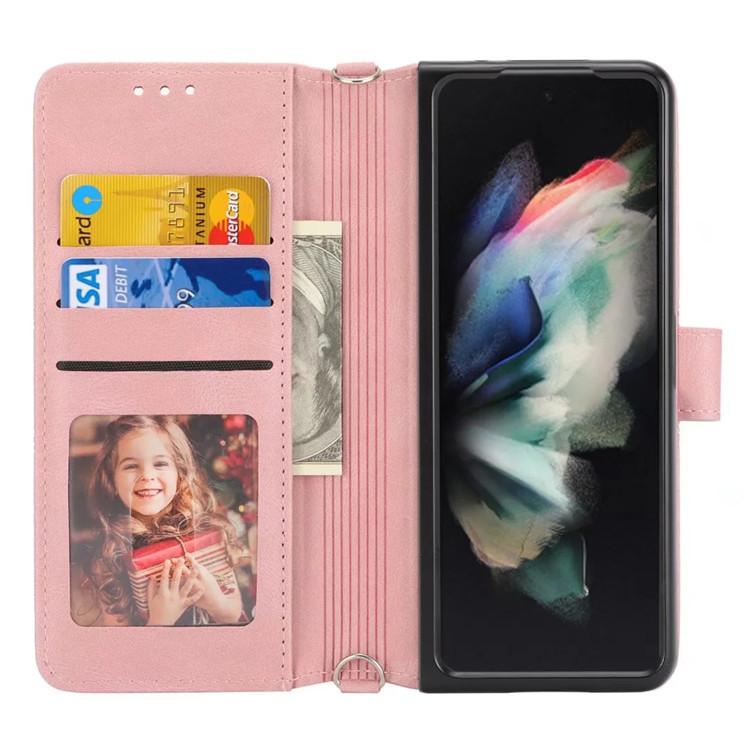 Applicable To Samsung ZFold4 Leather Mobile Phone Case Folding Screen ZFold3 Pattern Flip Wallet Portable Card Storage