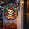 Entryway Holiday Decor Solar Halloween LED Hanging Sign Light, Outdoor Waterproof Lighted Handcrafted Resin Signs for Porch Yard Garden Halloweens