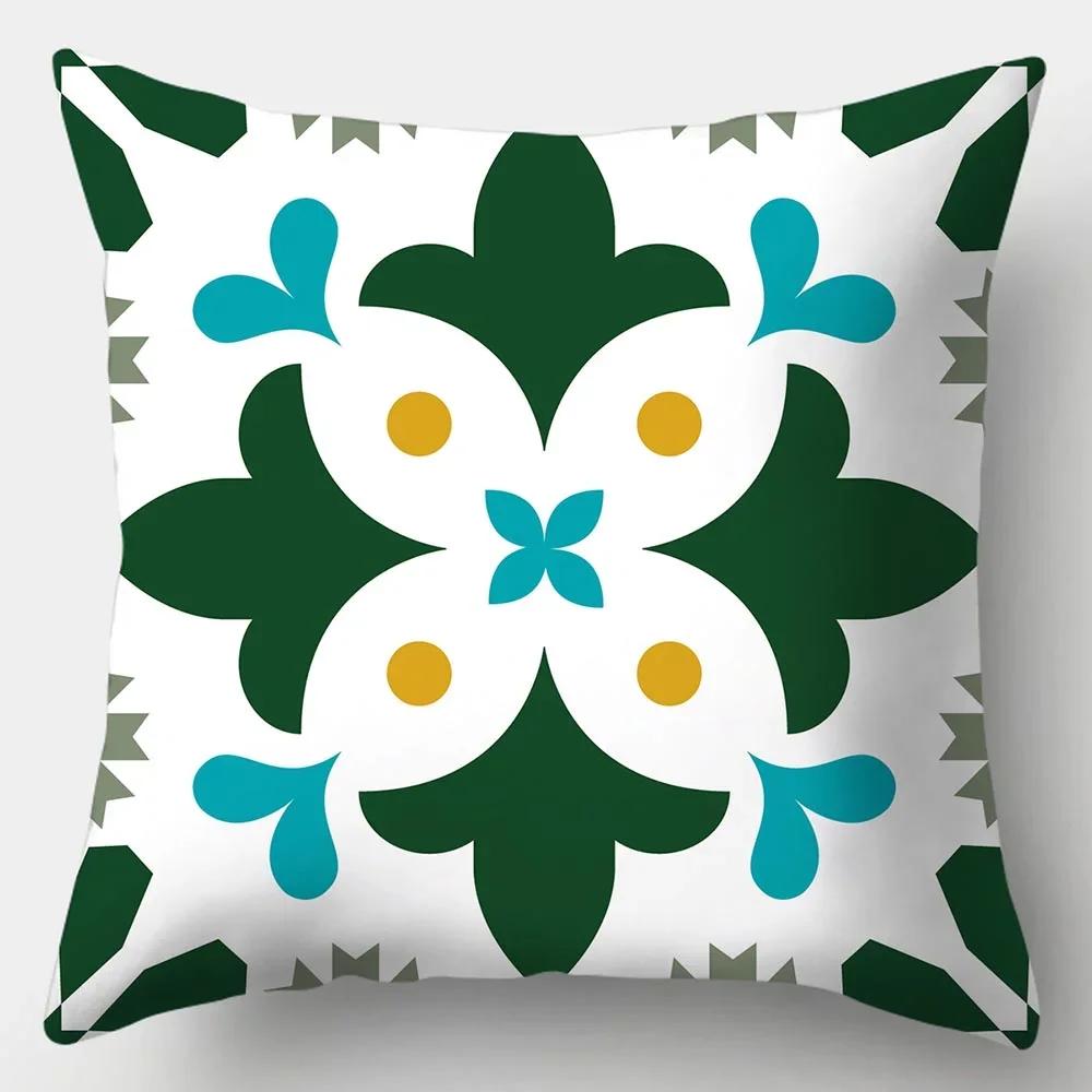 x Green Geometric Stripe Printing Cushion Cover for Home Living Room Sofa Decoration Throw Pillow