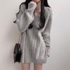 Autumn and Winter Medium and Long Twist Pullover Women's Retro Solid Color Versatile Knitted Sweater