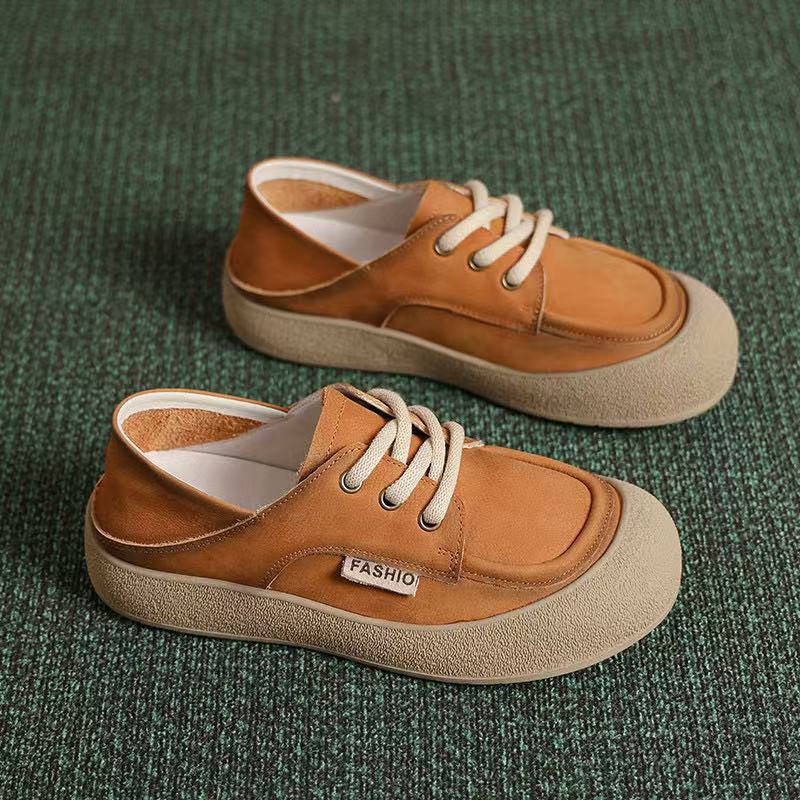 

Осень новые повседневные универсальные цветные одинарные туфли на шнуровке на плоской подошве удобные для работы кожаные женские туфли 40 шоколадный