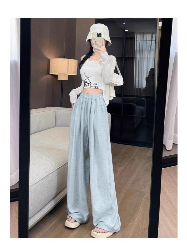 Spring and Autumn New Lazy Wind Draping Leisure Texture Sense of Thin Wide-legged Trousers Milk Fu Yamamoto Trousers Female Thin Section