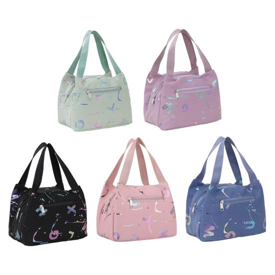 Letter Print Lunch Bag Waterproof Lunch Tote Reusable Lunch Carrier Box Bag for Women Men Commuting Camping Picnic