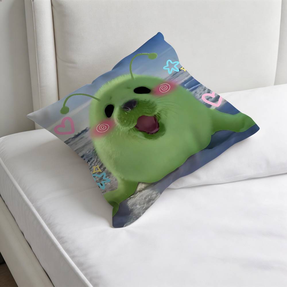 Seal Sea Cute MeMe Square Pillow Case Soft Decorative Throw Pillow Cover for Home Sofa Bed